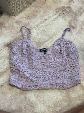 Express Lavender Lace Cropped Cami Top with Adjustable Straps